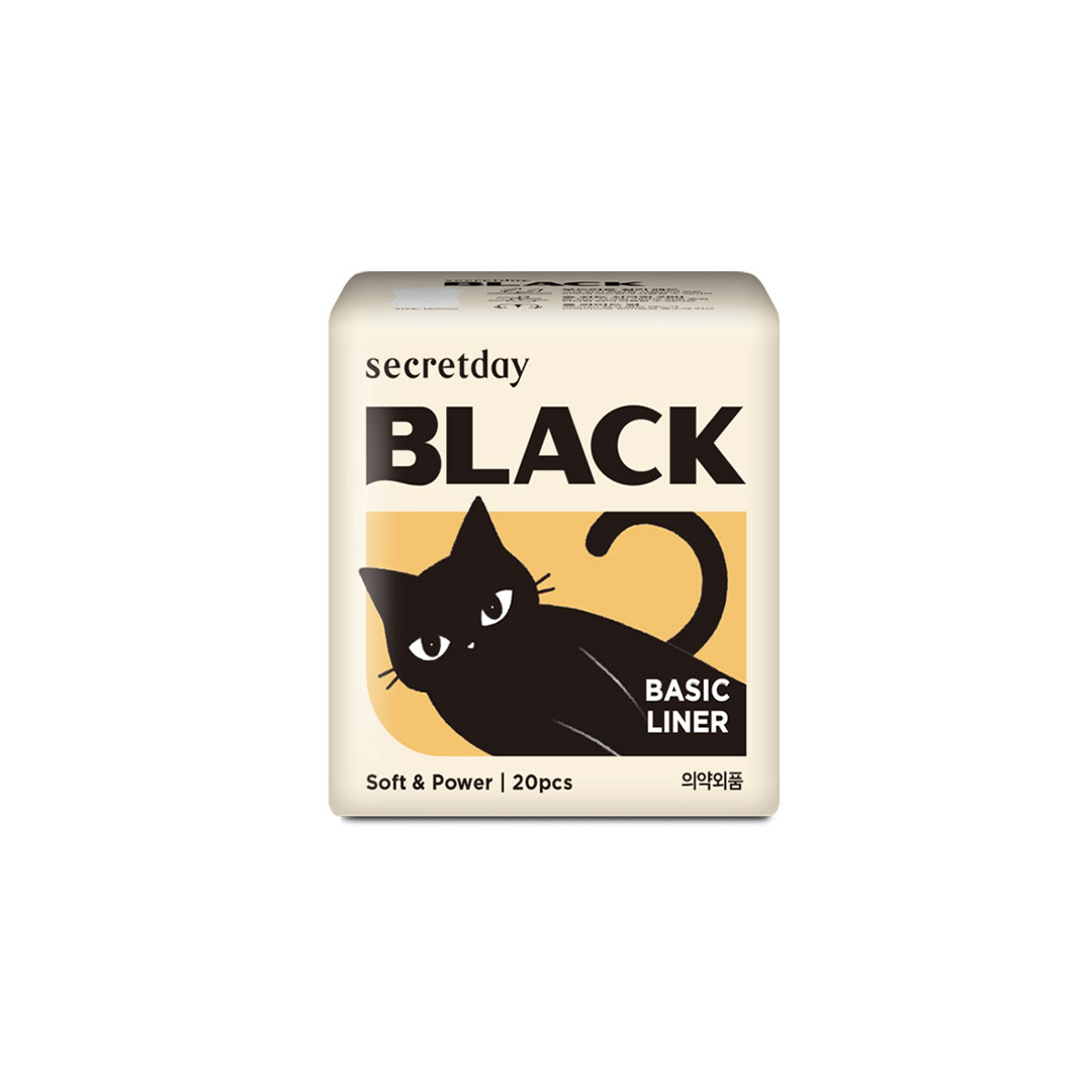 Secretday Black Sanitary Pads Basic Liner 20pcs
