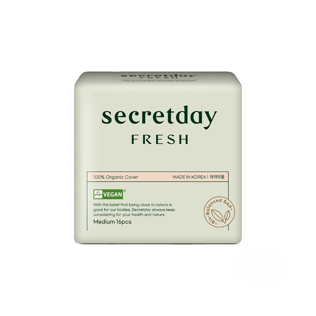 Secretday Vegan Certified Organic Fresh Sanitary Pads Medium 16P